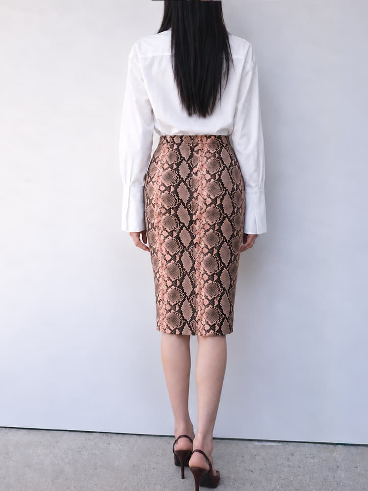 Python Pencil Skirt in Pink Python — view 3