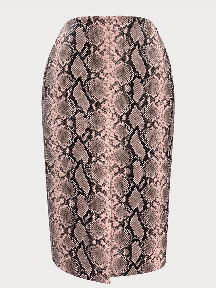 Python Pencil Skirt in Pink Python — view 4